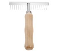 SEWACC Brosse Râteau en Acier Inoxydable pour Chevaux et Chiens, Manche en Bois Ergonomique, Outil de Toilettage Multifonction pour Éliminer Poils Morts, Nœuds et Saleté, Accessoire