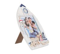 SEWACC Cadre Photo Vintage en Bois de Style Méditerranéen Forme Bateau Format 35 X 5 Pouces Porte-Photos Artistique pour Mariage et Décoration Intérieure 1 Pièce