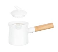 SEWACC Cafetière en Céramique Blanche 300 Ml Anse et Couvercle, Pot à Lait Japonerie pour Thé et Café, Contenant à Lait Décoratif pour Maison, Bureau et Restaurant
