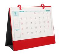 SEWACC Calendrier de Bureau Année Du Cheval PU Rouge Mini Calendrier de Bureau à Feuillets Debout Planificateur Mensuel Compact pour Organisation et Maison