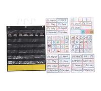 SEWACC Calendrier Éducatif Hebdomadaire avec Pochettes pour Météo Tableau Organisation Mural pour Classes et Élémentaires Sac de Rangement Pédagogique pour Apprentissage des Dates et
