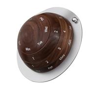 SEWACC Calendrier Perpétuel de Bureau en Bois Motif Planétaire Terre Calendrier Rotatif Manuel Vintage Décoration Rustique pour Bureau Présent Original pour Anniversaire ou Noël