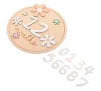 SEWACC Cartes Étapes Bébé en Bois Rondes 12 Mois 17x17 Cm Coffret Photo -né Signes Mois Bébé Accessoires Naissance pour Chambre Fille Garçon