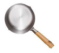 SEWACC Casserole à Lait Inoxydable 22 CM Poignée en Bois Marmite Japonaise à Texture Martelée Pot à Soupe Anti-Fuite pour Cuisson Quotidienne et Préparation de Repas