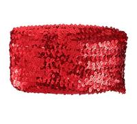 SEWACC Ceinture Élastique Pailletée Rouge pour Décoration de Vêtements DIY Bordure à Sequins Résistante pour Costumes et Rideaux Ruban Frangé pour Couture et Accessoires de Mode