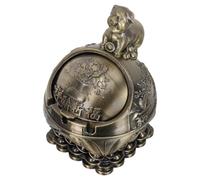 SEWACC Cendrier Compact en Alliage de Zinc avec Couvercle Coupe-Vent Design Relief Vintage 12 Signes du Zodiaque Cendrier pour Fumeurs Intérieur et Extérieur Décoratif