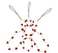 SEWACC Chaîne Téléphonique En Perles Blanches Et Rouges Pour Smartphone, Kit Diy 3 Pièces, Accessoire Suspendre Léger, Décoration Portable Pour Smartphone Et Paquet à Main