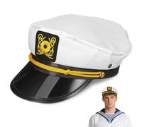 SEWACC Chapeau de Capitaine de Yacht Ajustable avec Visière Courbée pour Protection Solaire Accessoire Unisexe pour Costume Marin et Fête Halloween