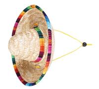 SEWACC Chapeau De Paille Tressé pour Animal De Compagnie Réglable avec Corde, Taille S, Style Mexicain, Protection Solaire Respirante, pour Activité Extérieure Et Promenade Animale