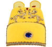 SEWACC Chapeau d'Empereur Chinois Traditionnel Jaune Ailes Accessoire de Cosplay pour Adulte Coiffe d'Opéra Chinois pour Spectacles et Festivals
