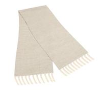 SEWACC Chemin de Table en Coton et Lin 33x183 Cm avec Pompons Faits Main, Nappe à Thé Double Face pour Décoration Intérieure et Fête, Style Nordique Moderne, Motif Vague, 220 G