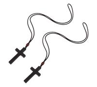 SEWACC Collier Pendentif Croix en Bois de Foncé Lot de 2 Pièces Bijoux Religieux Catholiques Unisexes Accessoire de Prière et Rassemblements Chrétiens Présent Foi pour Homme et Femme