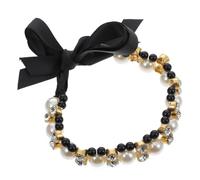 SEWACC Collier pour Chien Élégant en Perles Imitation et Cristaux Ruban Soyeux Noir Léger, Décoration pour Fêtes et Mariages d'animaux