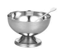 SEWACC Coupe À Glace En Acier Inoxydable Bol À Dessert Sur Pied De 3 62 Pouces Avec Fourchette Coupe À Salade De Bonbons Aux Fruits Pour Servir En Fête