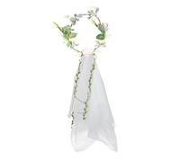 SEWACC Couronne de Fleurs Mariée Voile Guirlande Décorée, Accessoire Cheveux Mariage en Tissu Résistant, Couleur Ivoire, Bandeau Cérémonie Photo Femme, Coiffure Élégante pour Fête
