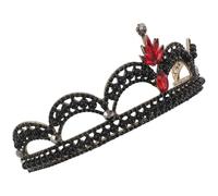 SEWACC Couronne de Mariage Baroque Vintage Noire et Or Antique Tiare de Reine en Métal Accessoire Tête pour Mariée et Cosplay Couronne de Bal Royale Rouge Bijou Cheveux Élégant pour