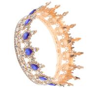 SEWACC Couronne Mariage Classique en Alliage de Zinc et Strass Doré Bleu, Accessoire Coiffure pour Femmes Lors de Mariages et Bals de Fin d'Année