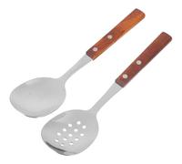 SEWACC Cuillères de Service pour Buffet 2 Pcs en Acier Inoxydable Manche en Bois Naturel Ustensiles Ajourés Multifonctions Cuisine et Repas Accessoires de Service Solide et Pratiques