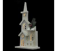 SEWACC Décoration de Noël Lumineuse Château en Bois Blanc Petit Modèle Ornement de Vitrine LED pour Bureau à Domicile Décor Délicat Festif pour Table et Étagère Décoration Maison Noël