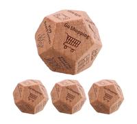 SEWACC Dés en Bois 12 Faces Kaki Lot de 4 avec Design Créatif pour Activités de Retraite et Jeux d'anniversaire pour Employés et Couples