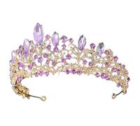 SEWACC Diadème Baroque Couronne Couvre-Chefs de Fête en Alliage de Zinc et Strass Couleur Or Violet Petite Coiffure de Mariée Élégante pour Cérémonie Bal et Cosplay Accessoire