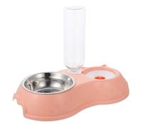 SEWACC Distributeur Automatique Double Bol pour Animaux de Compagnie, Ensemble 3 Pièces Rose, Gamelle Antidérapante en Plastique, Distributeur d'eau et Nourriture pour Chat et Chien,