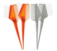 SEWACC Ensemble 4 Pinceaux pour Teinture Capillaire Double Face Manches Antidérapants Brosse et Peigne Professionnels Argentés et Marron Applicateurs Précis pour Salon de Coiffure
