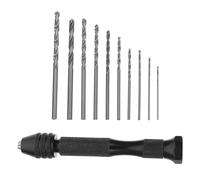 SEWACC Ensemble de Forets à Mandrin Manuel Noir avec 10 Forets Hélicoïdaux 08-30 MM Outil Rotatif Polyvalent pour Perçage de Bois Plastique et Modèles DIY