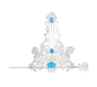 SEWACC Ensemble Épingle à Cheveux Chinoise Rétro 1 Pièce Couronne Cheveux Vintage Argentée Fausses Perles et Pierres Précieuses Accessoire Coiffure Hanfu pour Cérémonie et Costume