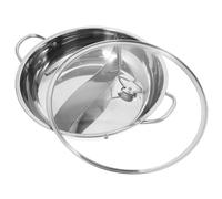 SEWACC Ensemble Marmite à Fondue 34 CM en Acier Inoxydable 05 Épaisseur sans Aimant avec Séparateur Double Compartiment et Couvercle en Verre Casserole à Fondue Cuisine Familiale et