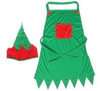 SEWACC Ensemble Tablier Et Chapeau de Noël, Tissu Non Tissé, Vert, 75 X 53 Cm, Tabliers de Cuisine Et de Pâtisserie Festifs pour Fêtes, Décorations de Dîner, Déguisement de Père Noël