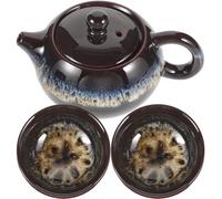 SEWACC Ensemble Théière en Céramique Chinoise 5 Pièces avec Tasses Portables Service à Thé pour Salon de Thé Kit d'Infusion en Terre Cuite Émaillée pour Dégustation Traditionnelle