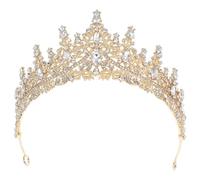 SEWACC Épingles à Cheveux de Mariée en Alliage de Zinc et Cristaux Or, Couronne Baroque Européenne Luxueuse pour Festivals de Musique et Mariages
