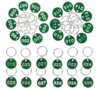 SEWACC Étiquettes Numérotées 1-30 en Aluminium Vert, 30 Pièces, Porte-clés D'identification Rondes Anneaux, Résistantes et Pratiques pour Bureau, École et Organisation des Clés