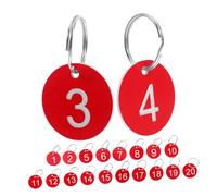 SEWACC Étiquettes Numérotées pour Restaurants Cafés et Tags Identification avec Anneaux Fond Rouge et Chiffres Blancs
