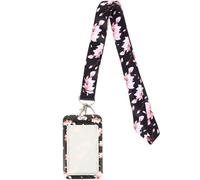 SEWACC Étui à Cartes Anti-Rayures Transparent Tour de Cou Polyester Souple et Boucle Amovible, Protection Imperméable et Motif Floral Coloré, pour Cartes de Transport et Badges Scolaires