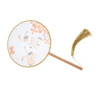 SEWACC Éventail à Main Rond Chinois Hanfu en Soie Translucide avec Pompon | Style Classique Chinois, Accessoire Photo et Décor Cinéma, Forme Ronde Élégante, Bois et Chiffon