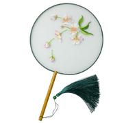 SEWACC Éventail Rond Brodé à Main Ventilateur Chinois Portable pour Décoration Traditionnelle et Accessoire de Fête Couleur Aléatoire Couleur Aléatoire