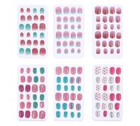 SEWACC Faux Ongles à Couverture Complète pour Garçon et Fille, 144 Pièces en 6, Stickers Ongles Amovibles, Motifs, Kit Manucure Facile pour École et Anniversaire Plusieurs styles