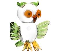 SEWACC Figurine Hibou en Verre Vert, Décoration de Bureau et Maison, Ornement de Table Chouette de Dessin Animé, Accessoire Décoratif pour Jardin et Fête, Statuette Animal en Verre,