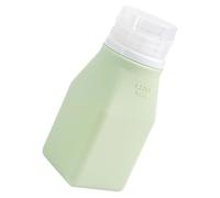 SEWACC Flacon de Voyage Carré en Silicone 100 Ml Vert Pomme Distributeur Rechargeable pour Shampoing Savonnette Liquide et Lotion pour Soins et Toilette en Déplacement