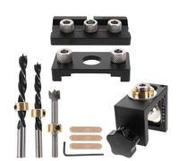 SEWACC Gabarit de Perçage Bois Réglable Kit 10 Pièces pour Fabrication de Tourillons Outil de Positionnement Précis pour Trous de Centrage et Trous de Poche Guide de Perçage pour