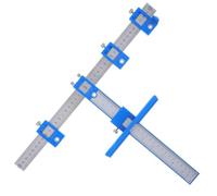 SEWACC Gabarit de Perçage Réglable pour Poignées de Meuble, Bleu | Plastique et Acier, Lecture Métrique et Impériale, Guidage Rapide, pour Panneaux Bois et Tirages