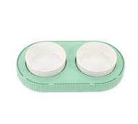 SEWACC Gamelle Chauffante Céramique à Double Bol Détachable pour Chats et | Usage Intérieur par Temps Froid, Entretien Facile, Structure Pp et Céramique, Coloris Vert Clair