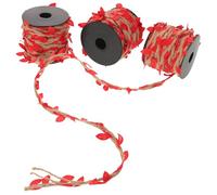 SEWACC Guirlande de Vigne Artificielle 3 Rouleaux 10m Ficelle de Jute Rouge avec Feuilles D’érable Décoratives pour Mariage Fête Décoration Murale Rustique Automne