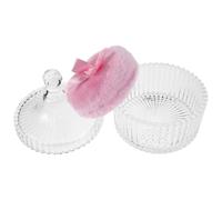 SEWACC Houppette à Poudre Extra-Large Rose avec Ruban 90X30 MM Peluche Douce et Moelleuse pour Corps et Visage Applicateur de Poudre pour Femmes avec Pot en Verre Transparent