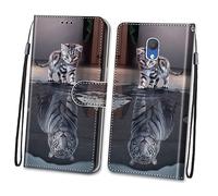 SEWACC Housse de Téléphone PU pour avec Support Protection Chocs et Rayures Design Unique Chat Transformé Tigre