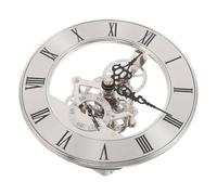 SEWACC Insert de Mouvement D'horloge à Quartz, Mécanisme D'horlogerie Encastré Rond 86mm, Chiffres Romains, Métal Argenté, Affichage Squelette Transparent, pour DIY Table Clock Craft