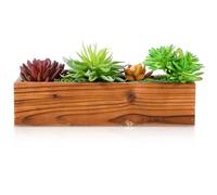 SEWACC Jardinière en Bois de Cèdre Rustique 30X95X7 CM Bac à Fleurs Rectangulaire pour Plantes Succulentes Jardinières en Bois pour Extérieur Balcon et Jardin