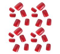 SEWACC Kit de 5 Sets de Faux Ongles Rouges Brillants à Coller Ultra-Fins Carrés Courts Semi-Finition 24 Pièces par Set Extensions d'Ongles Légères pour Fêtes de Noël et Occasions